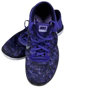Nike Flex 2016 Run 6Y Lace Up Lightweight Sneakers Runners Running Purple Black